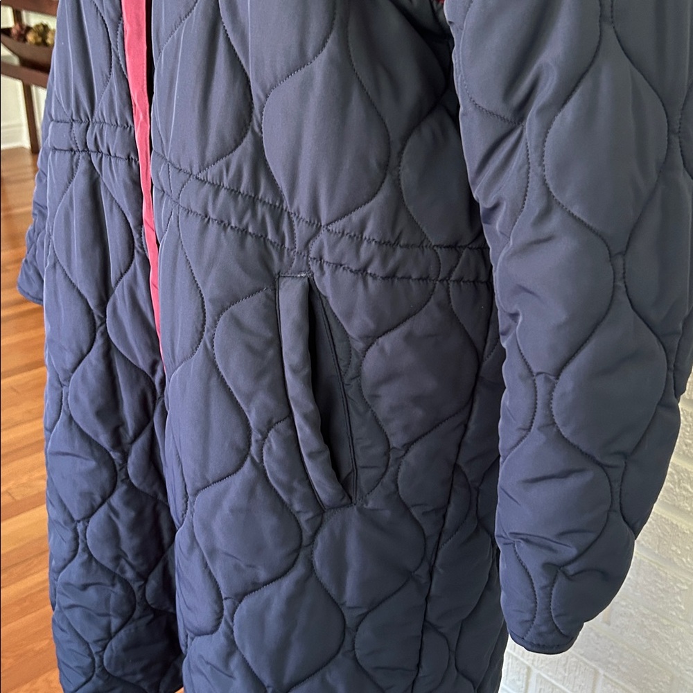 SUMMERSALT- long colorblock puffer coat black cherry - Picture 7 of 12